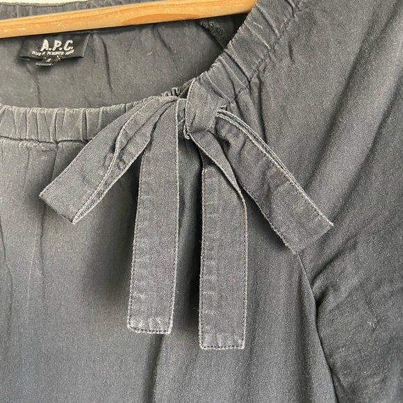 A.P.C. Black Cotton Dress with Tie - Picture 7 of 7